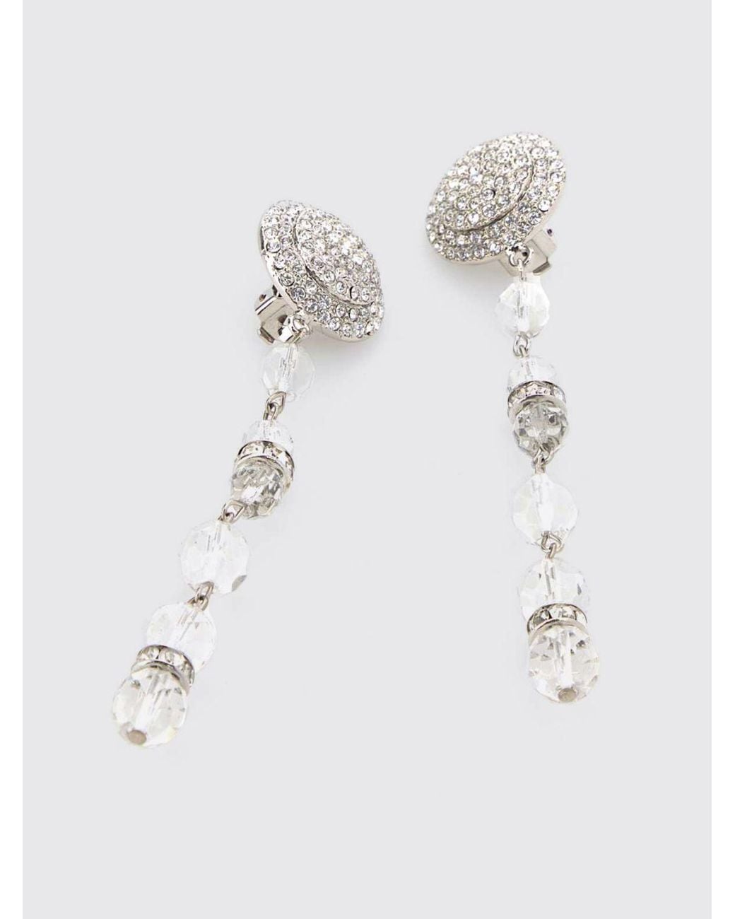 Alessandra Rich White Brass Earrings With Set Rhinestones