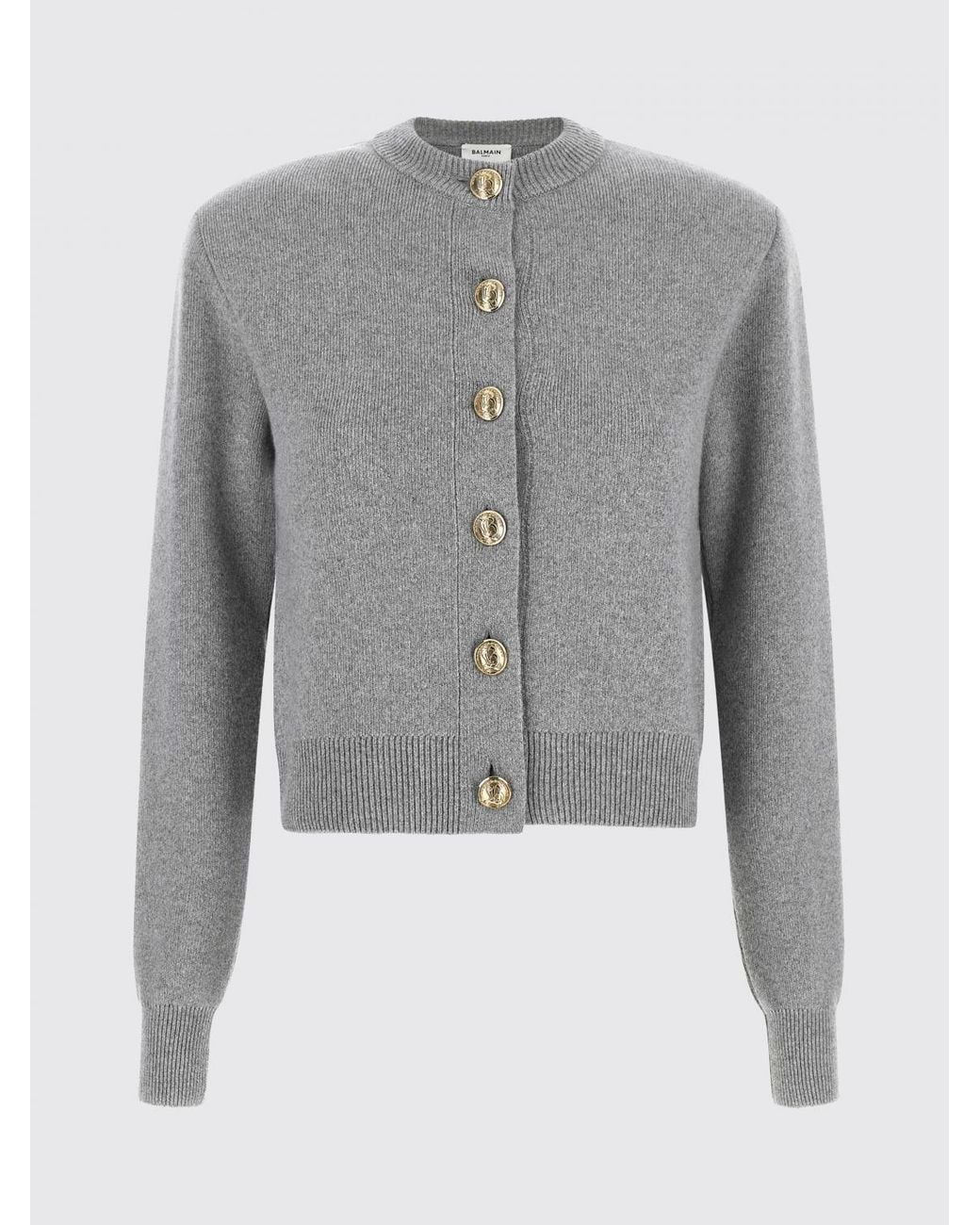 Balmain Gray Crewneck Cardigan