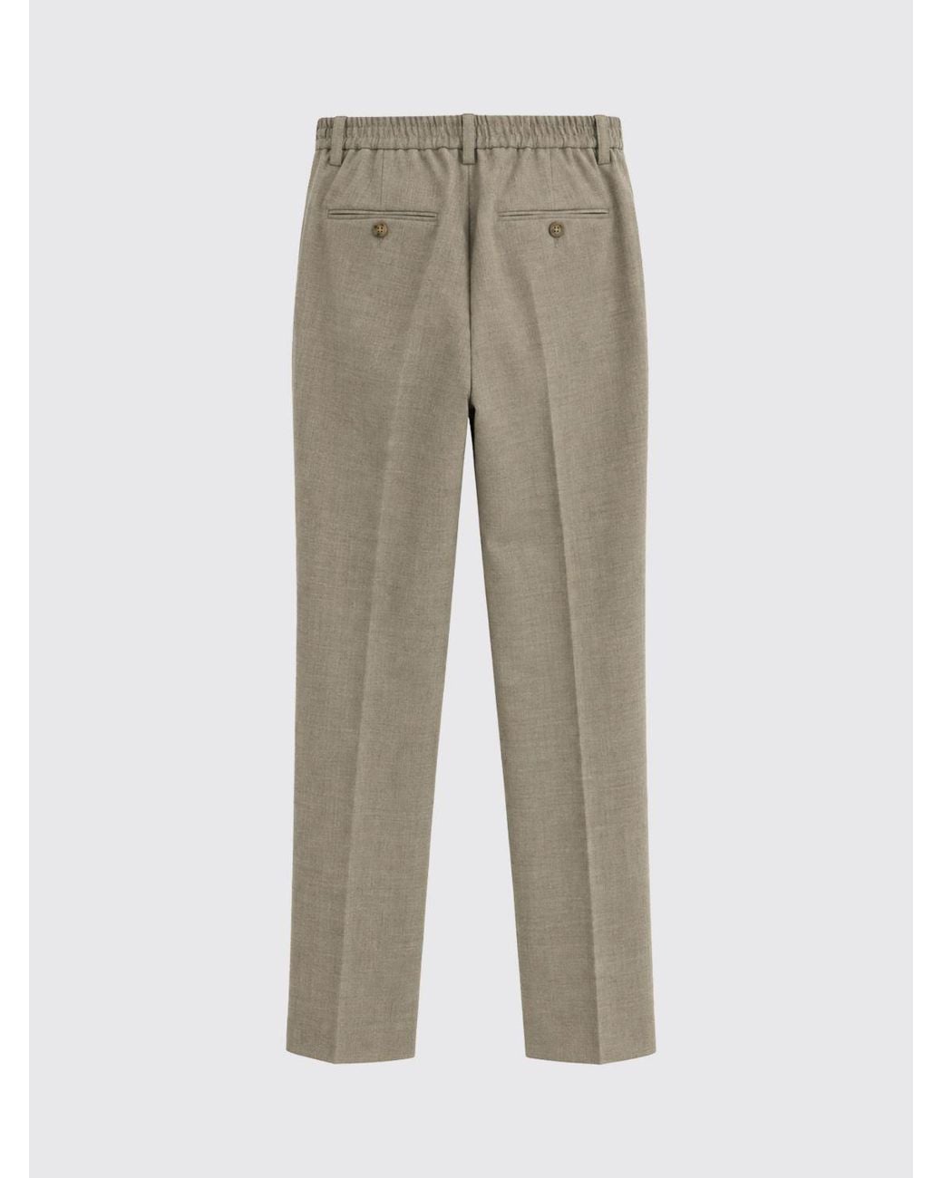 Seventy Natural Straight Cut Wool And Cotton Blend Chino Trousers With Pleats for men