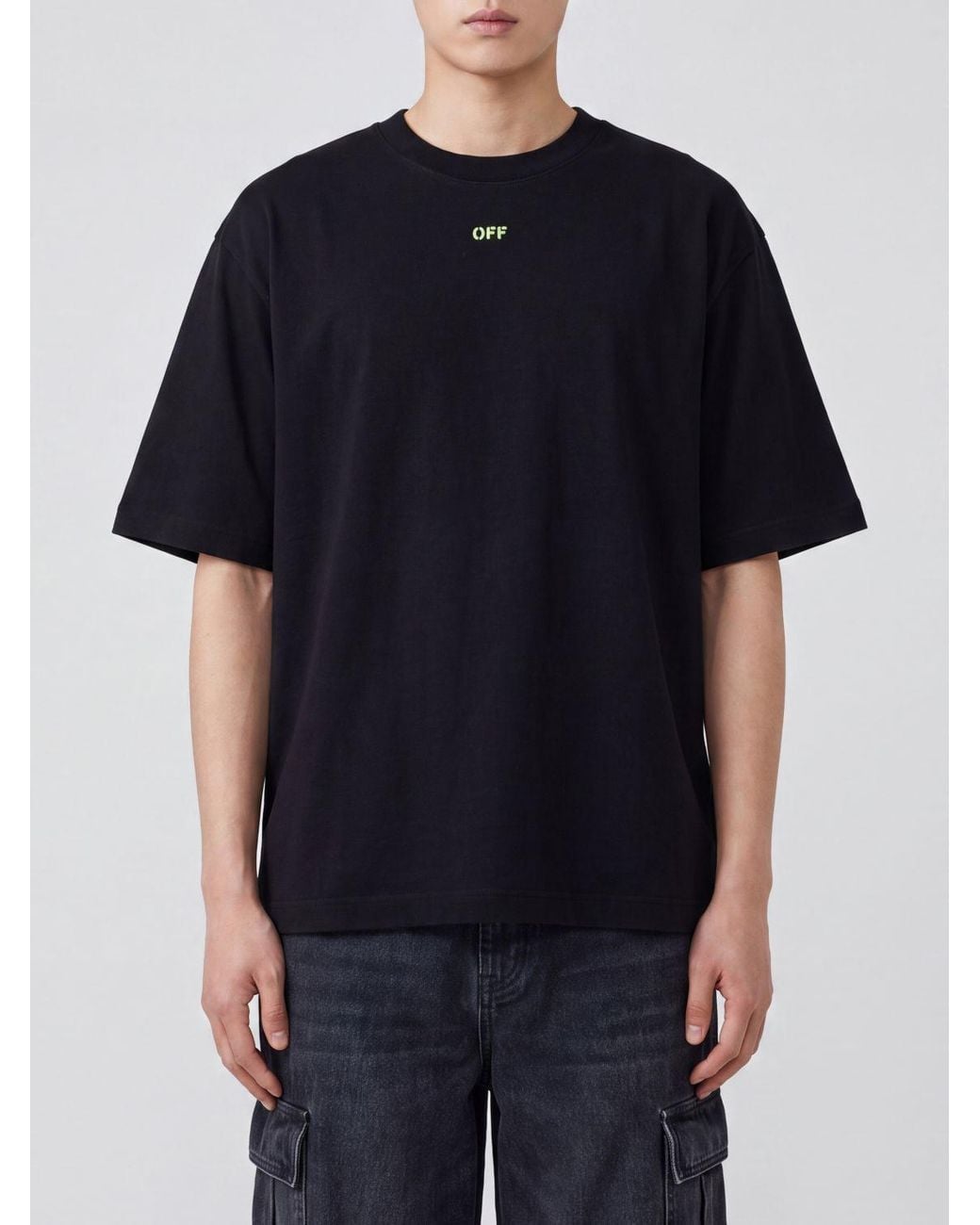 Off-White c/o Virgil Abloh Black Cotton T-Shirt With Mini Logo for men