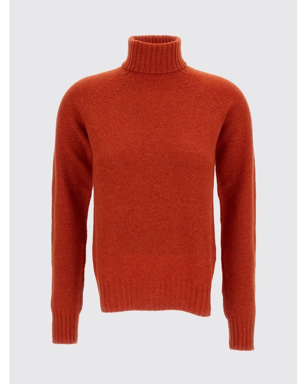 Drumohr Red Lambswool Turtleneck Jumper With Dropped Shoulders