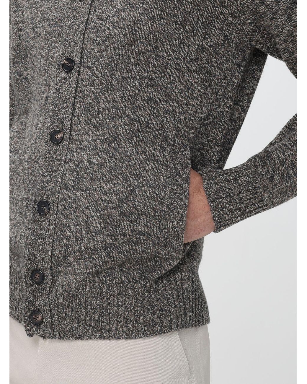 Zanone Gray Virgin Wool Turtleneck Cardigan With Buttons for men