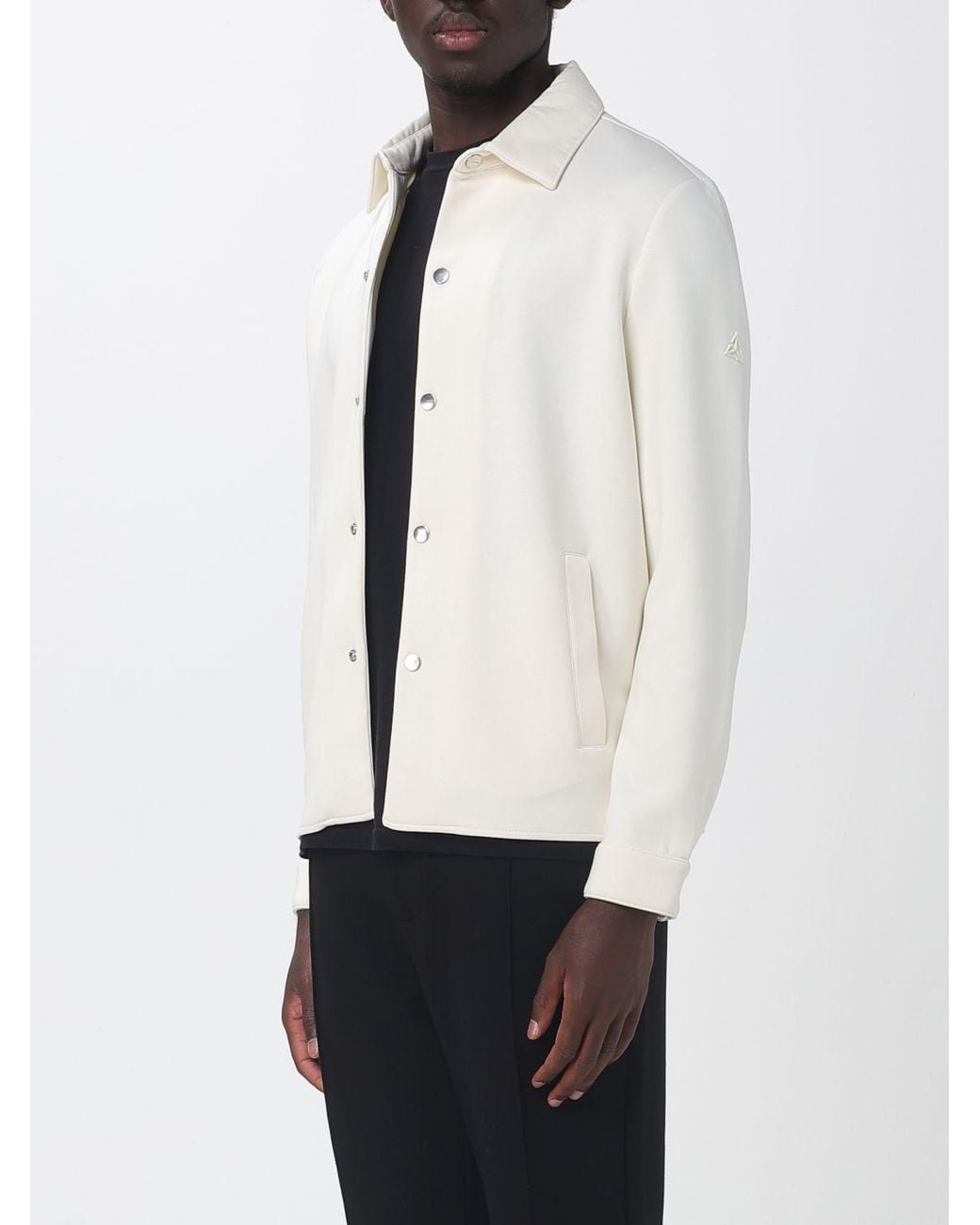 Heskimo White Crêpe Overshirt With Classic Collar And America Pockets for men