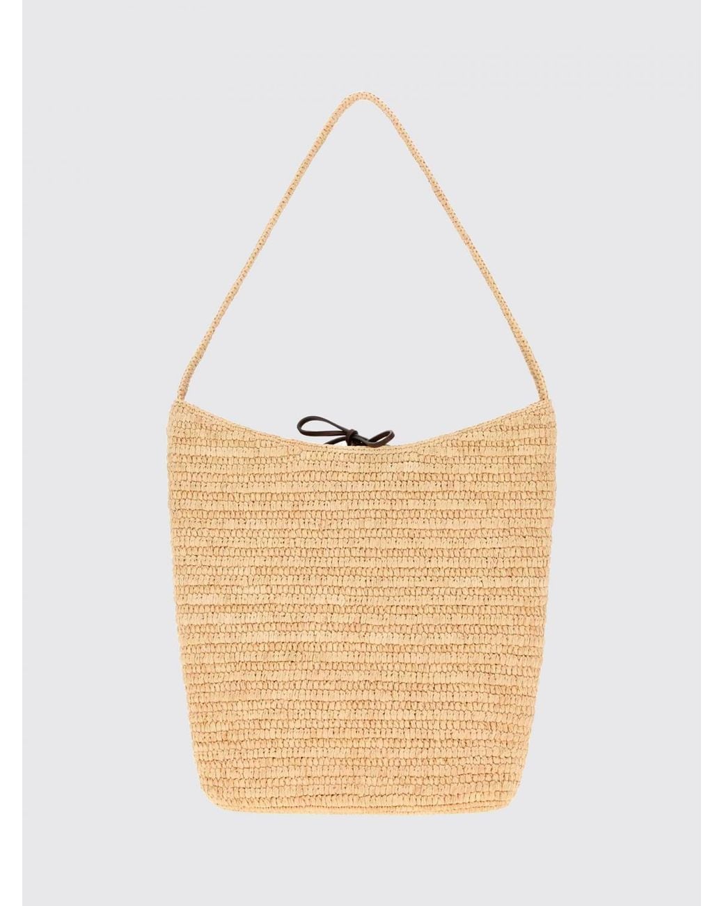 The Row White Alma Woven Raffia Bucket Bag With Top Handle