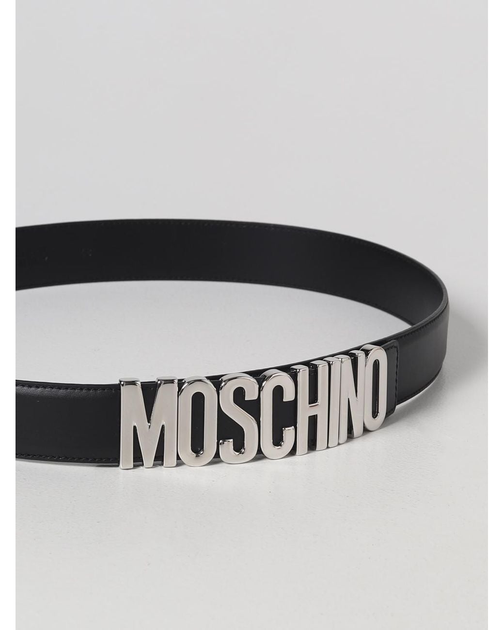 Moschino Couture Gray Smooth Leather Belt