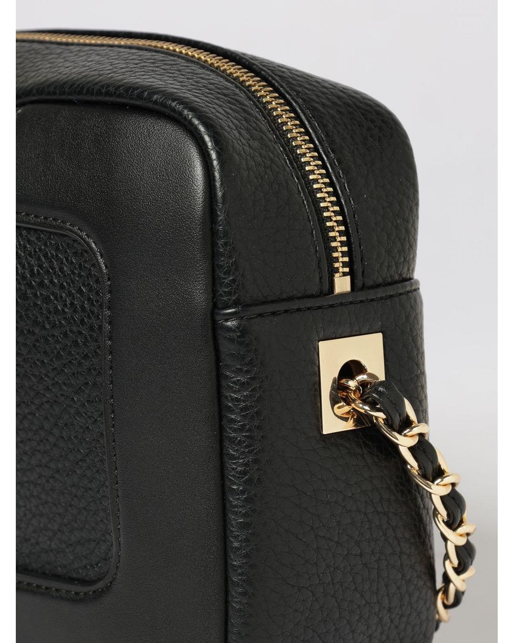 Twinset Black Small Rectangular Crossbody Bag With Metallic Logo And Chain Strap