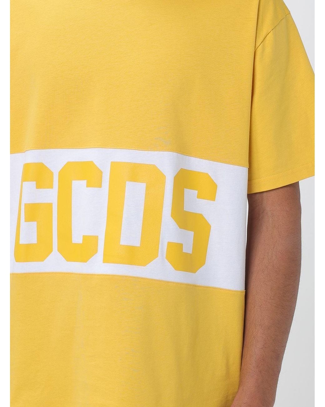 Gcds Yellow Cotton T-Shirt With Logo for men