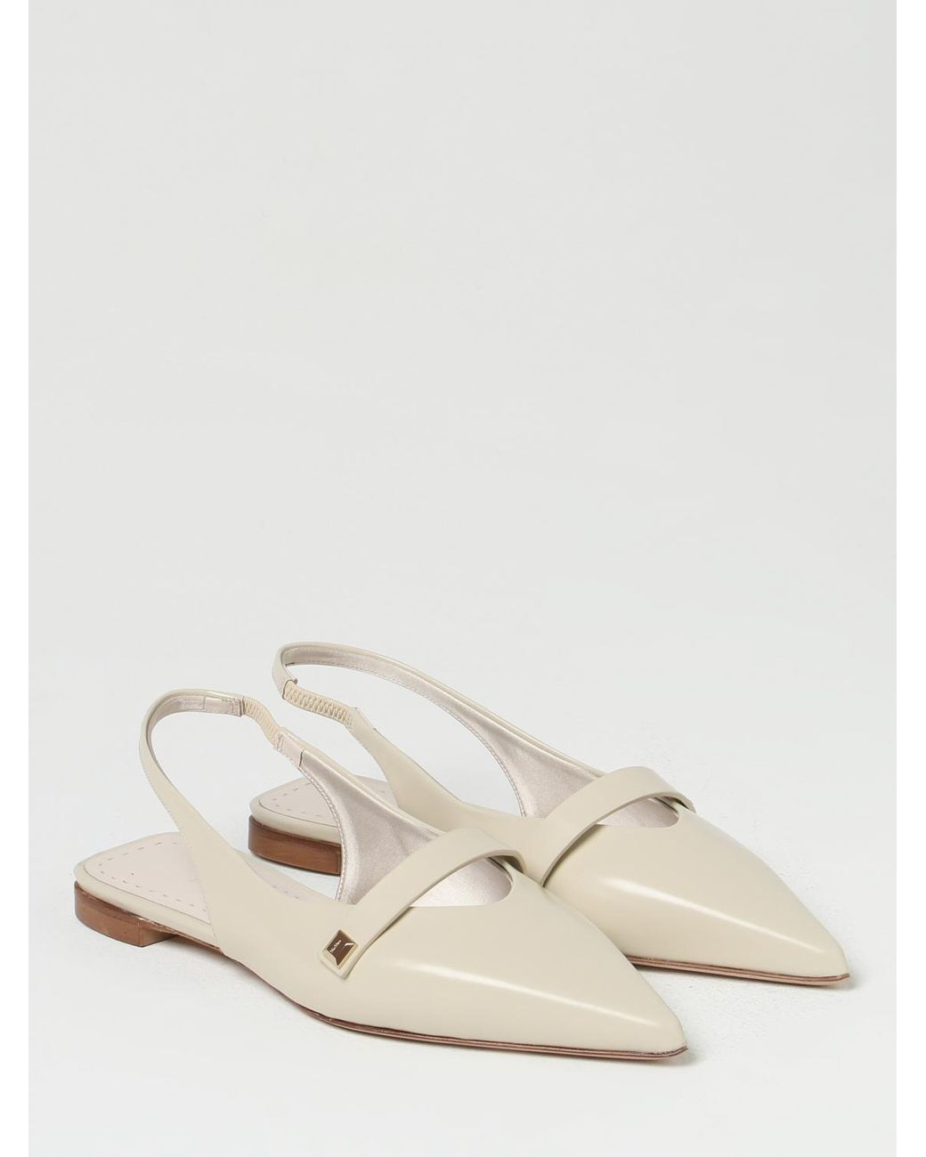 Max Mara Natural Leather Slingback Ballet Flats