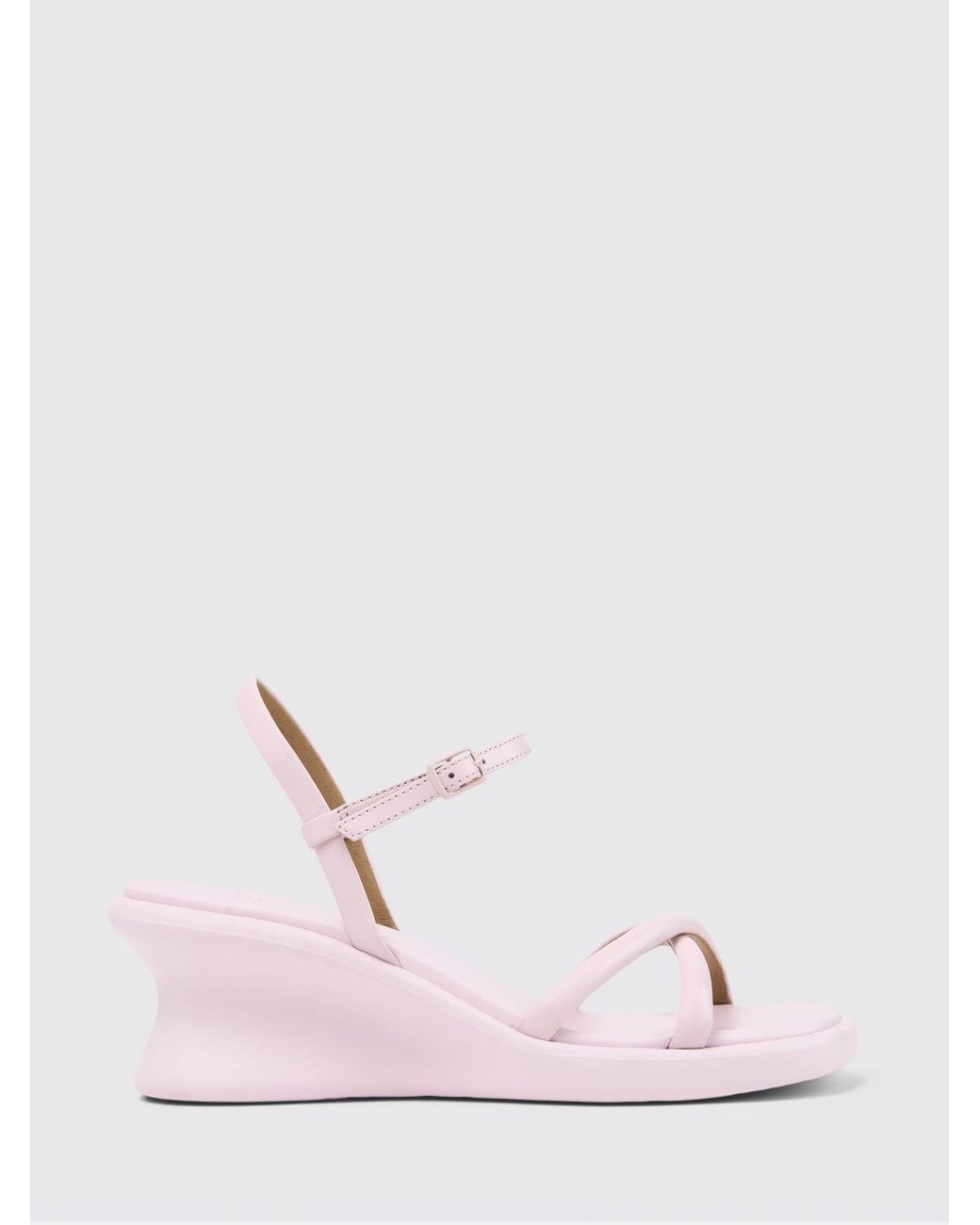 Camper Pink Louise Leather Wedge Sandals
