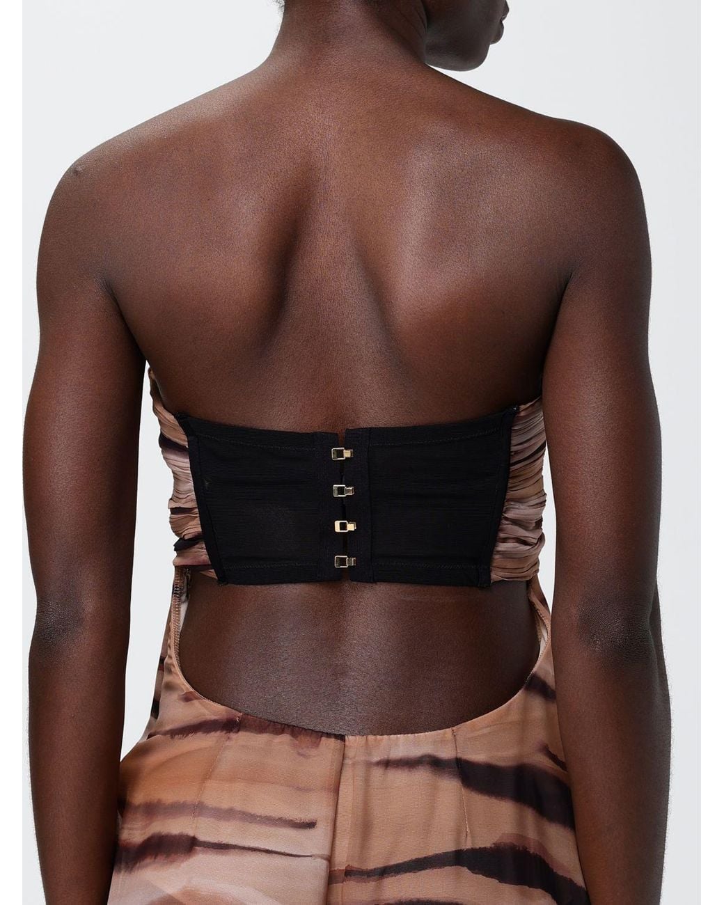 Elisabetta Franchi Brown Animal Print Chiffon Long Dress