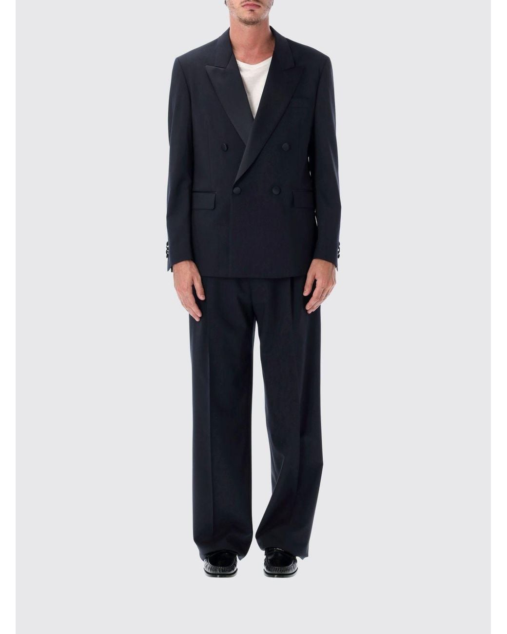 Lardini Blue Double-Breasted Stretch Virgin Wool Ceremony Suit for men