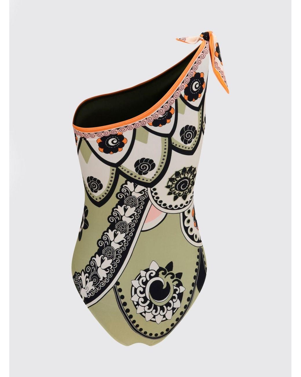 LaDoubleJ Green Asymmetrical One-Shoulder Liberty Floral Print Swimsuit