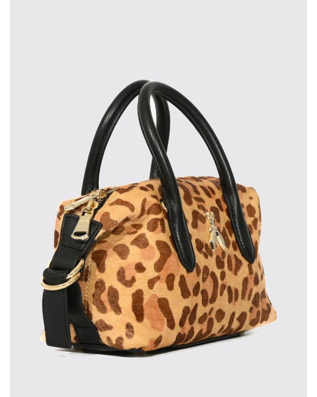 Patrizia Pepe Metallic Animal Print Pony Hair Mini Handbag With Fly Logo