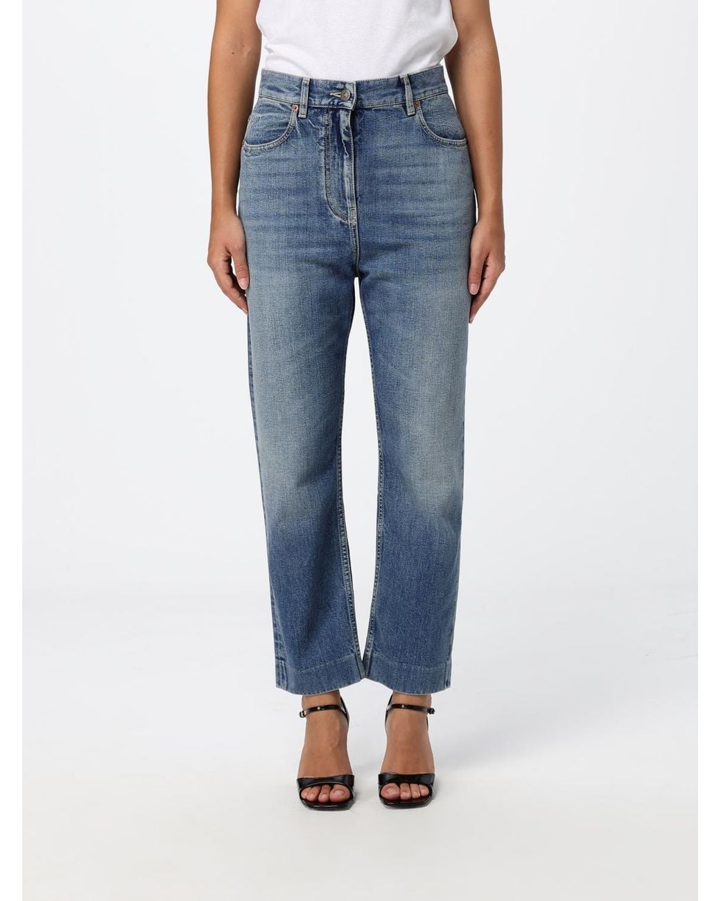 Valentino Garavani Blue High-Waisted Straight-Leg Jeans