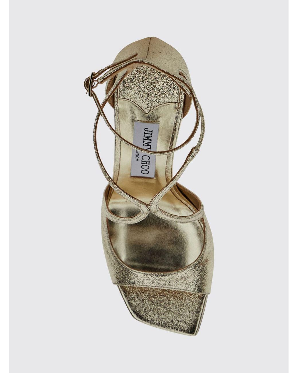 Jimmy Choo White Azia Laminated Nappa Sandals With A Stiletto Heel And Square Toe