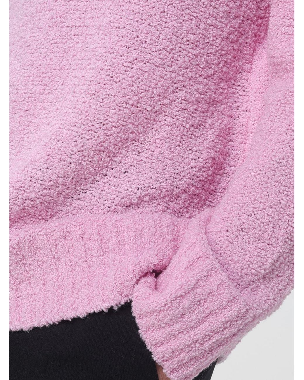Laneus Pink Wool Blend Long-Sleeved V-Neck Knit Polo for men
