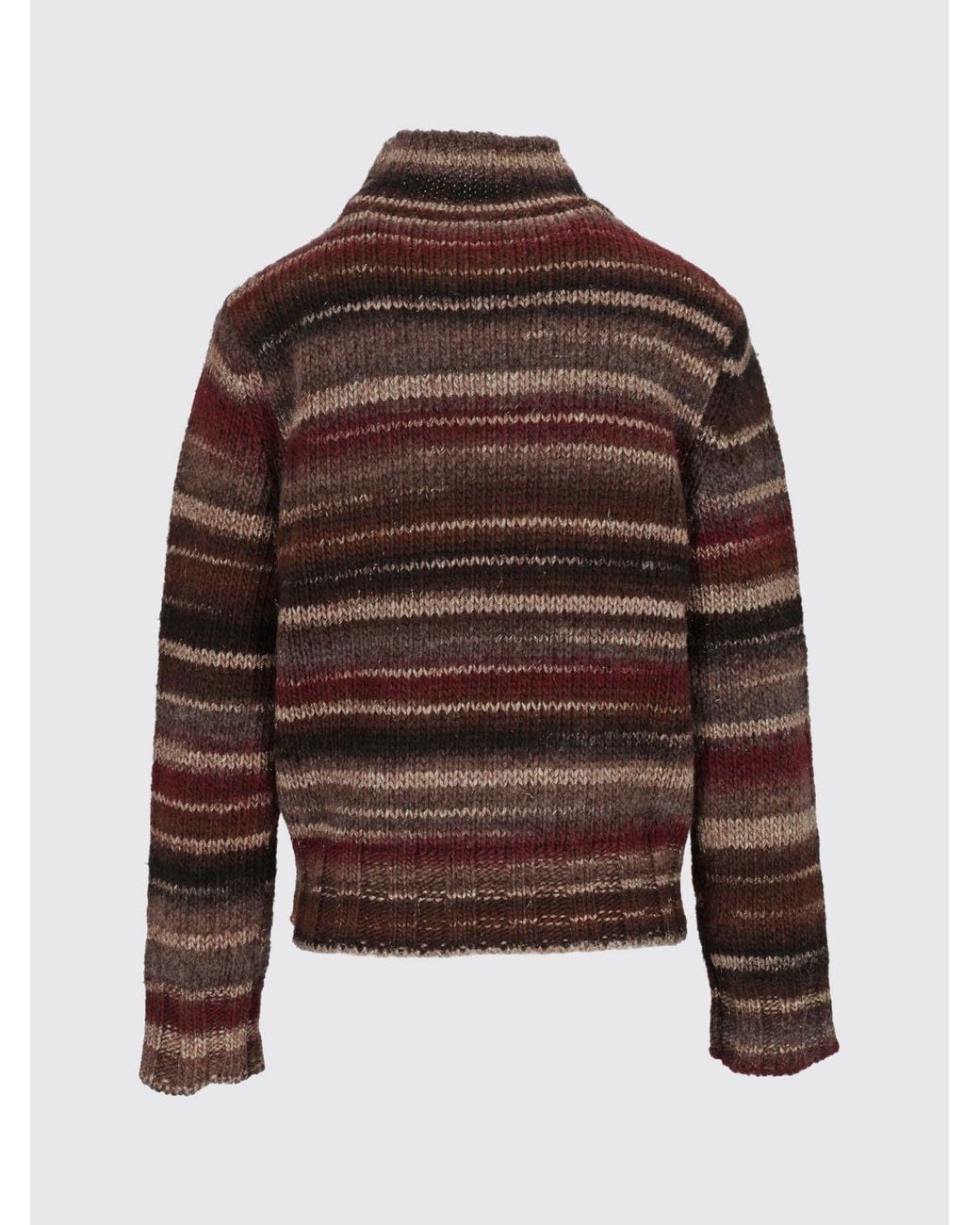 Kangra Blue Striped High-Neck Wool-Blend Sweater With Long Sleeves