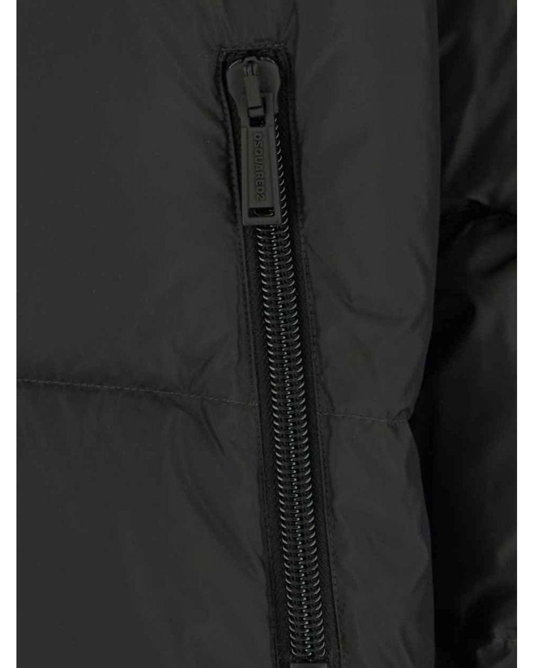 DSquared² Blue Upside Down Quilted Nylon Puffer Jacket With High Neck for men