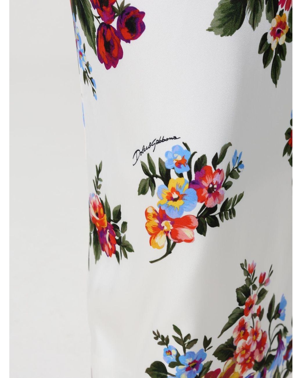 Dolce & Gabbana White Dolce &Amp Gabbana Floral Print Crepe Midi Dress