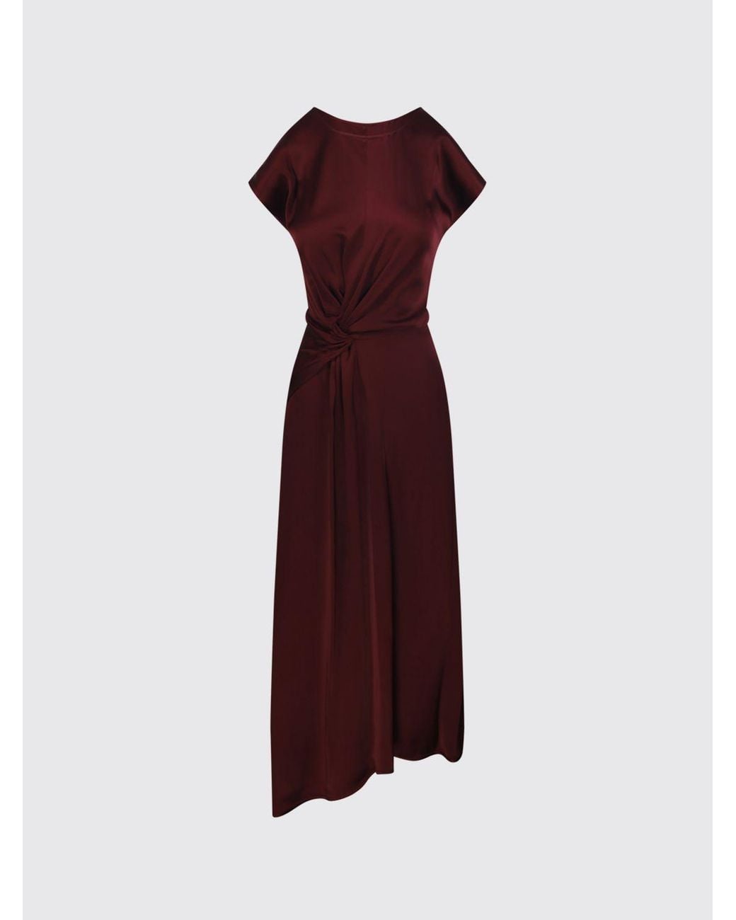 Victoria Beckham Red Aria Asymmetrical Ruched-Waist Midi Dress