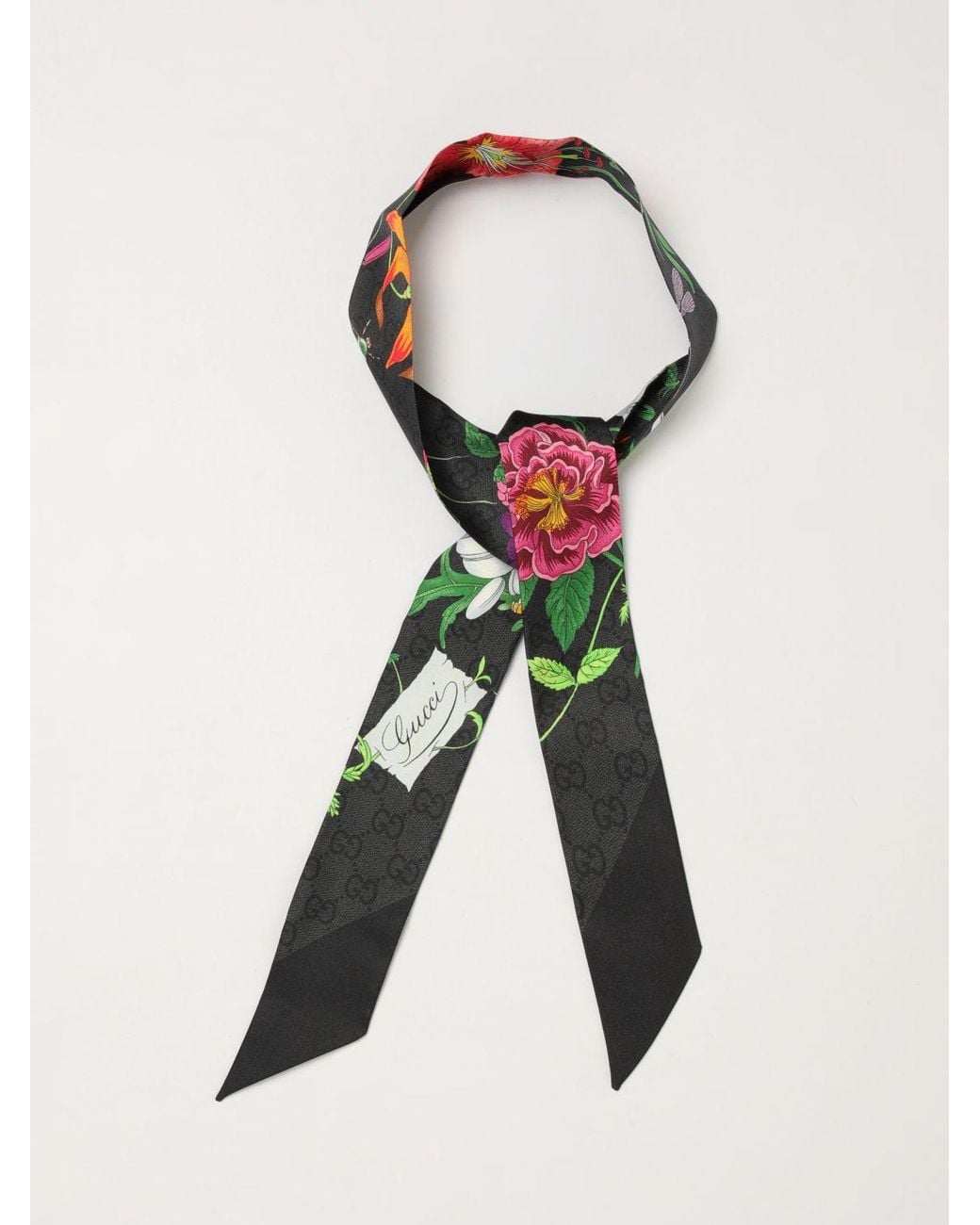 Gucci Natural Floral Print Gg Monogram Silk Bandeau