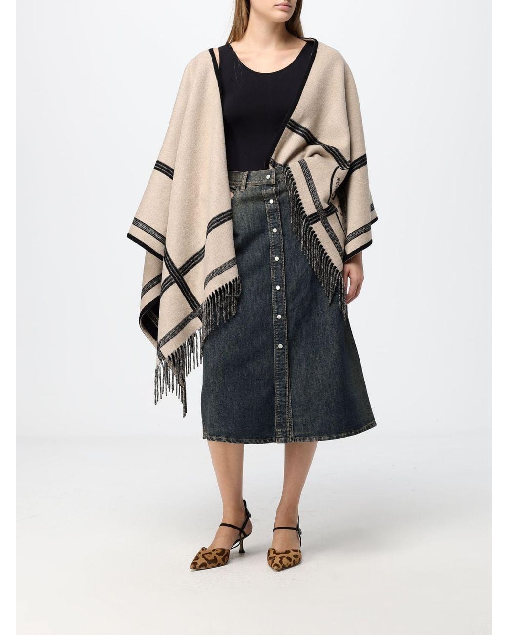 Fendi Black High-Waisted A-Line Midi Skirt