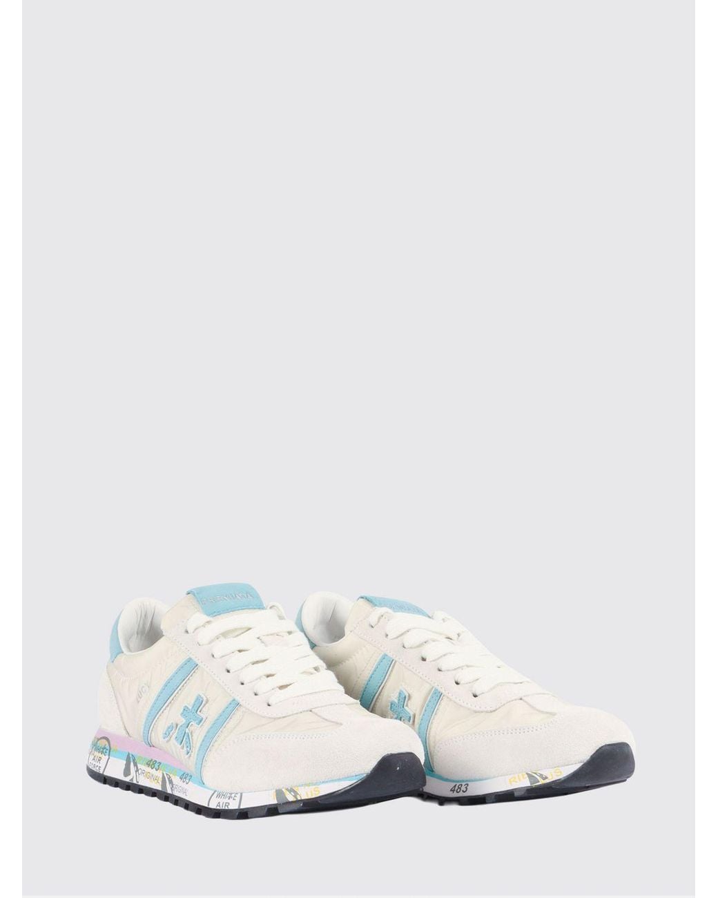 Premiata White Lucy Suede And Perforated Fabric Sneakers