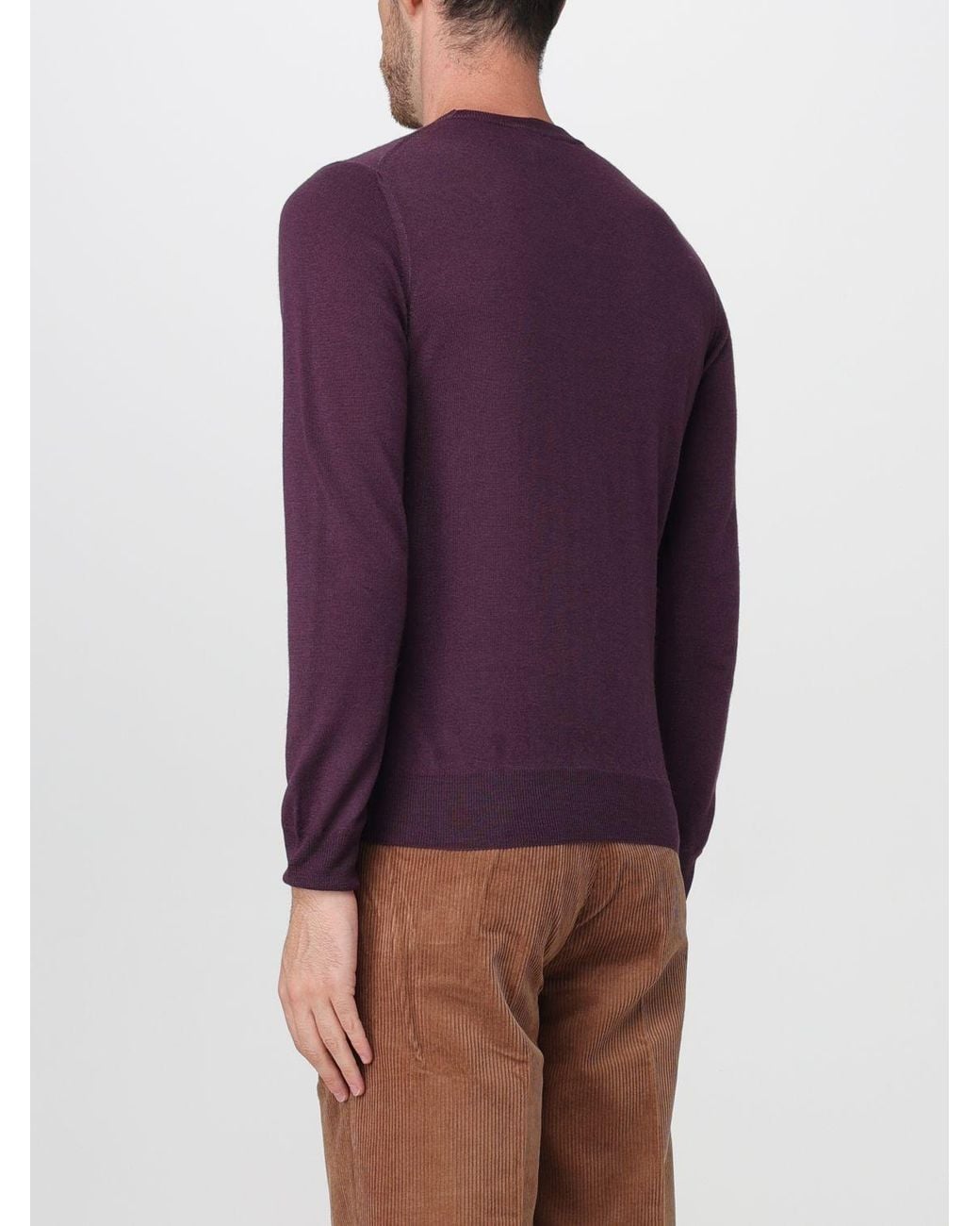 Brooksfield Purple Shawl Collar Wool Cardigan With Button Closure for men
