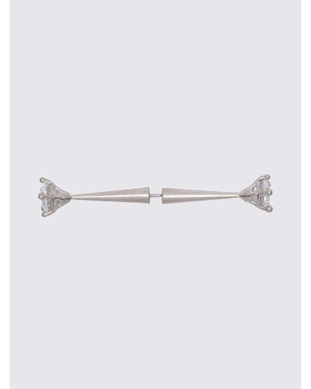 Panconesi Metallic Spina Chromed Brass Earring With Set Crystals