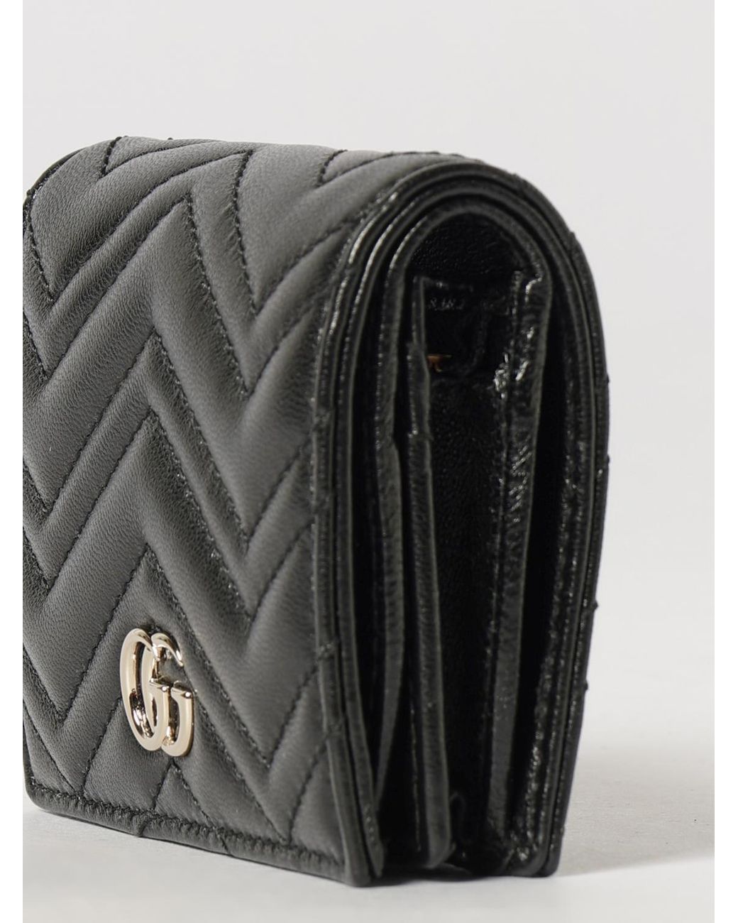 Gucci Black Gg Marmont Chevron Matelassé Nappa Bifold Wallet