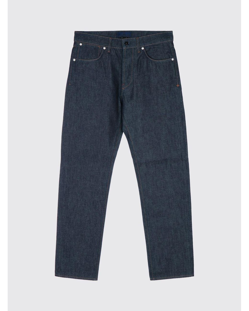 Stone Island Blue Straight Fit Cotton Denim Jeans With Rear Compass Logo for men