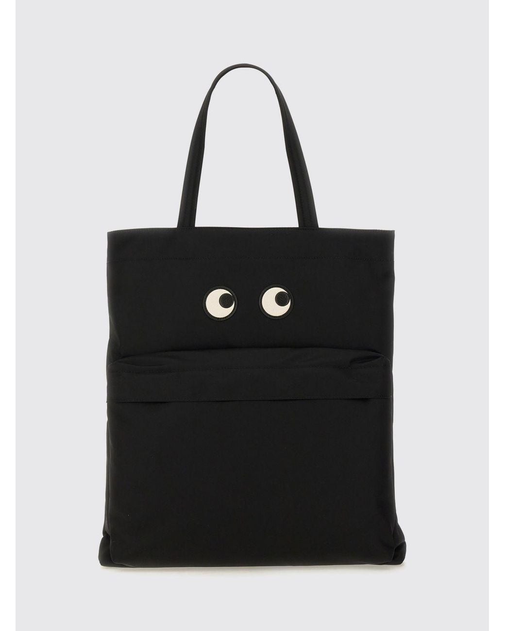 Anya Hindmarch Black Eyes Econyl Tote Bag With Graphic Print And Leather Double Handles