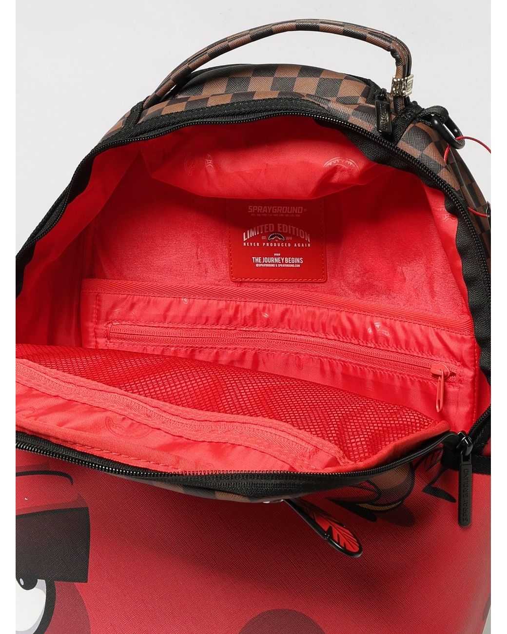 Sprayground Red Money Boy Chillin Graphic Print Backpack With Laptop Pocket for men