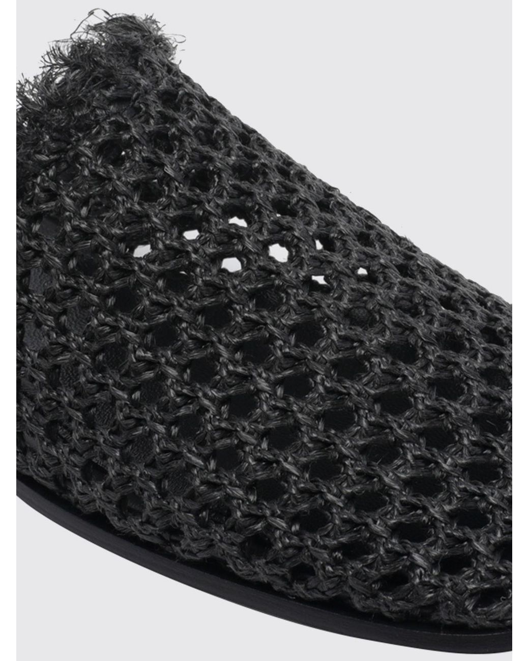 Premiata Black Perforated Raffia Mules With A Square Toe And Low Heel
