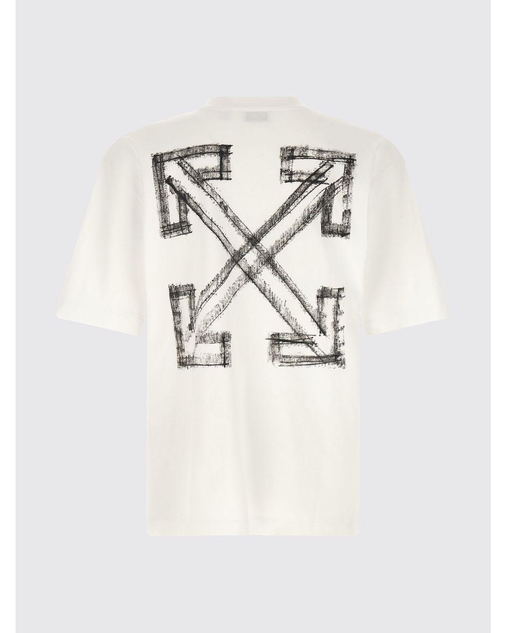 Off-White c/o Virgil Abloh White Cotton T-Shirt With Contrast Arrow Logo On The Back for men