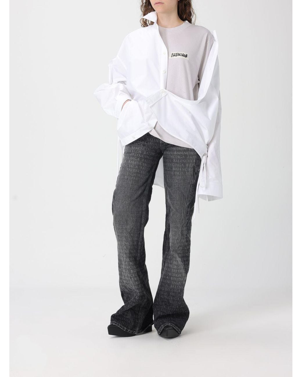 Camisa Oversize De Algodón Balenciaga de color White