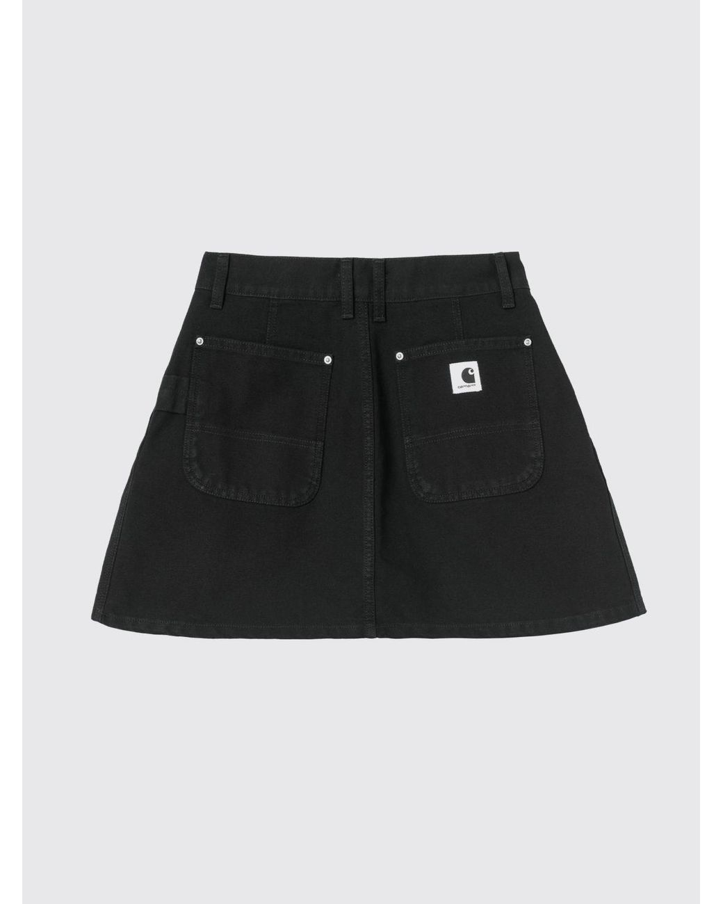 Carhartt Black Houndstooth Pattern Organic Denim Mini Skirt
