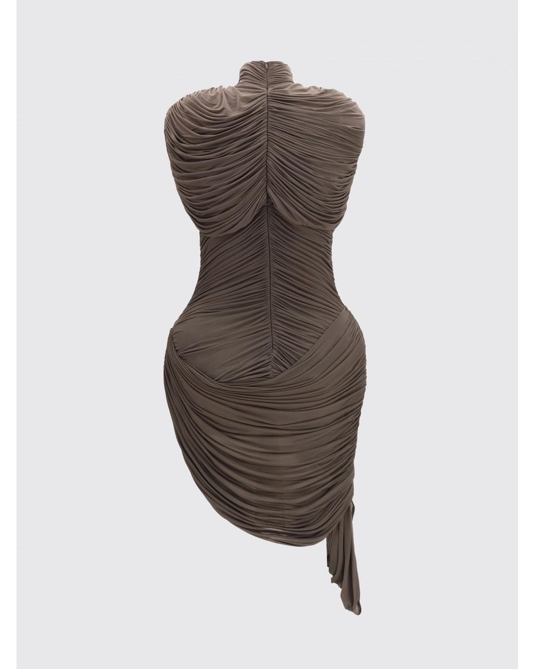Magda Butrym Brown High-Neck Asymmetrical Mini Dress
