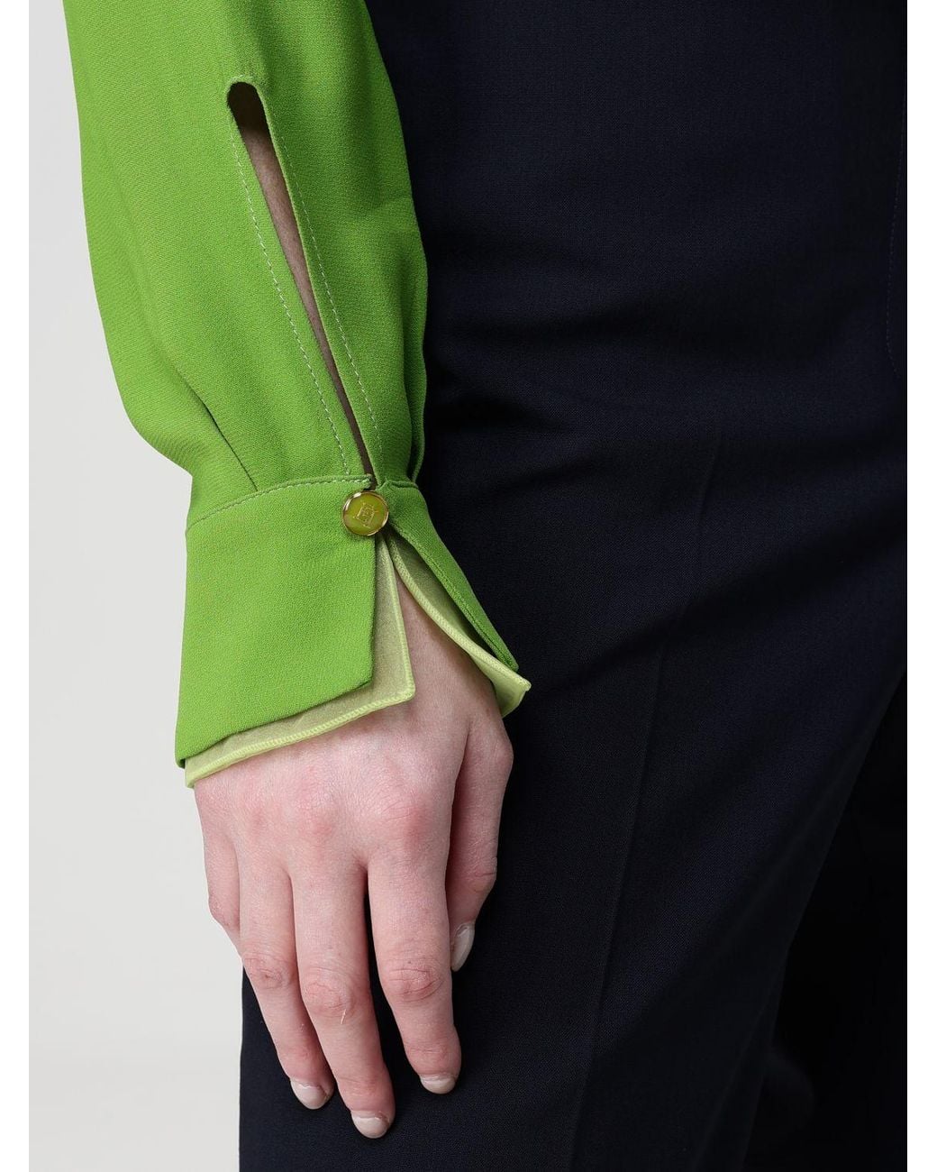Elisabetta Franchi Green Viscose Georgette Blouse Bodysuit