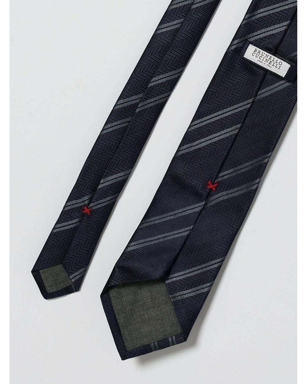 Brunello Cucinelli White Silk Tie 7.5 for men