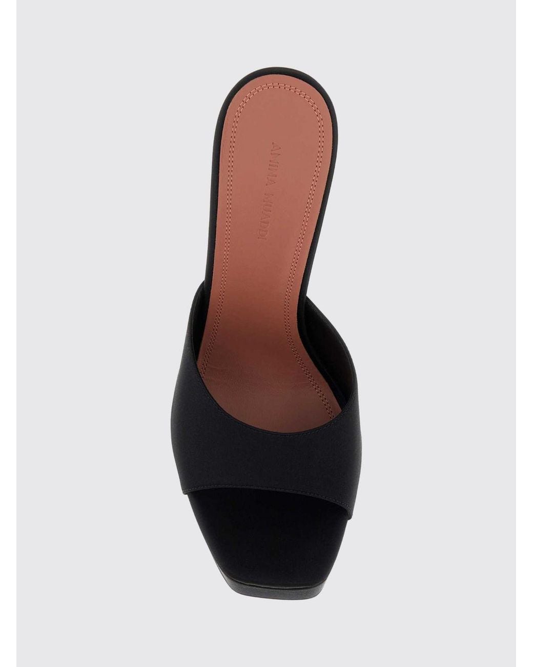 AMINA MUADDI Black Dalida Satin Platform Mules With Spool Heel
