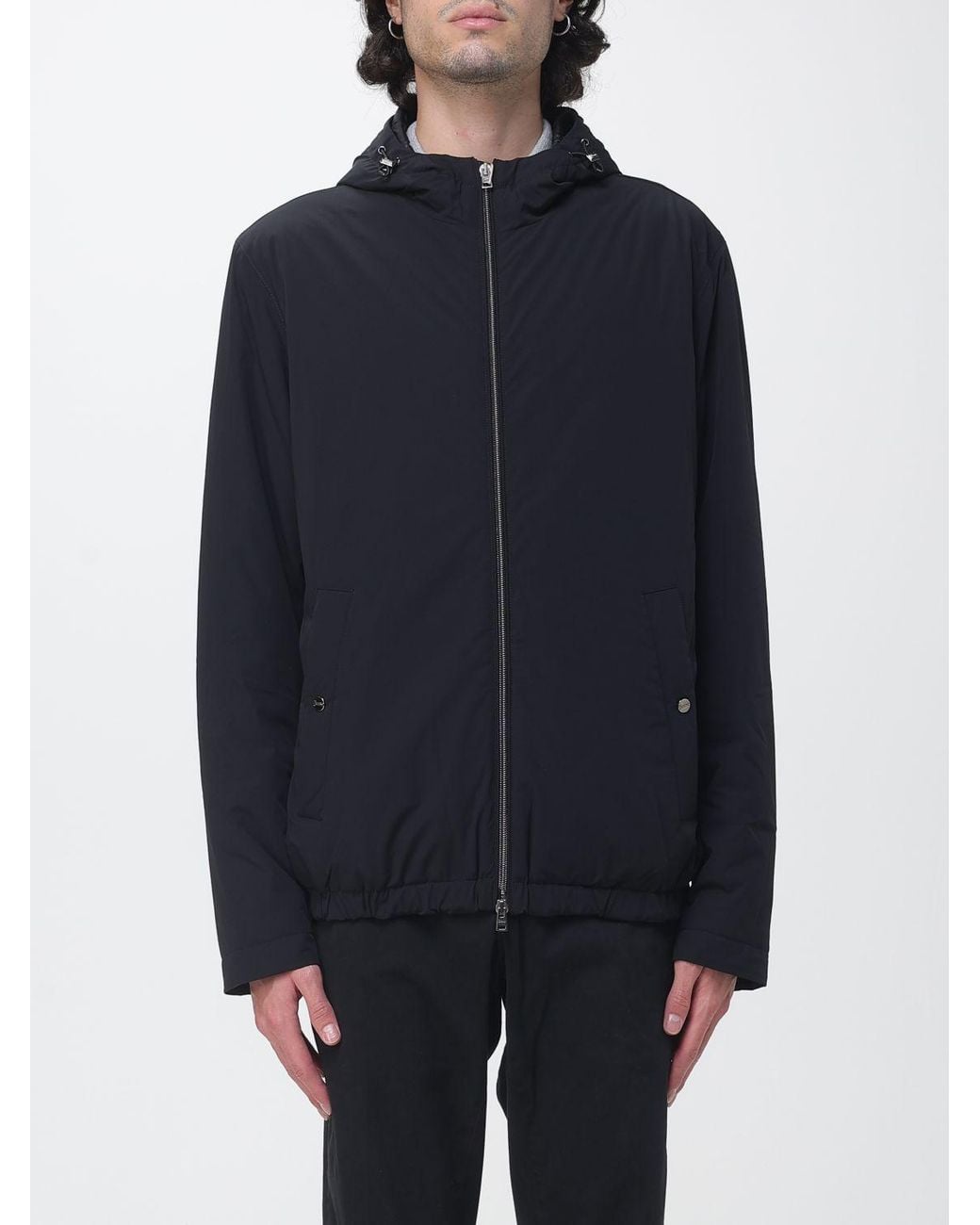 Herno Blue Padded Nylon Windbreaker Jacket With Hood And Elasticated Hem for men