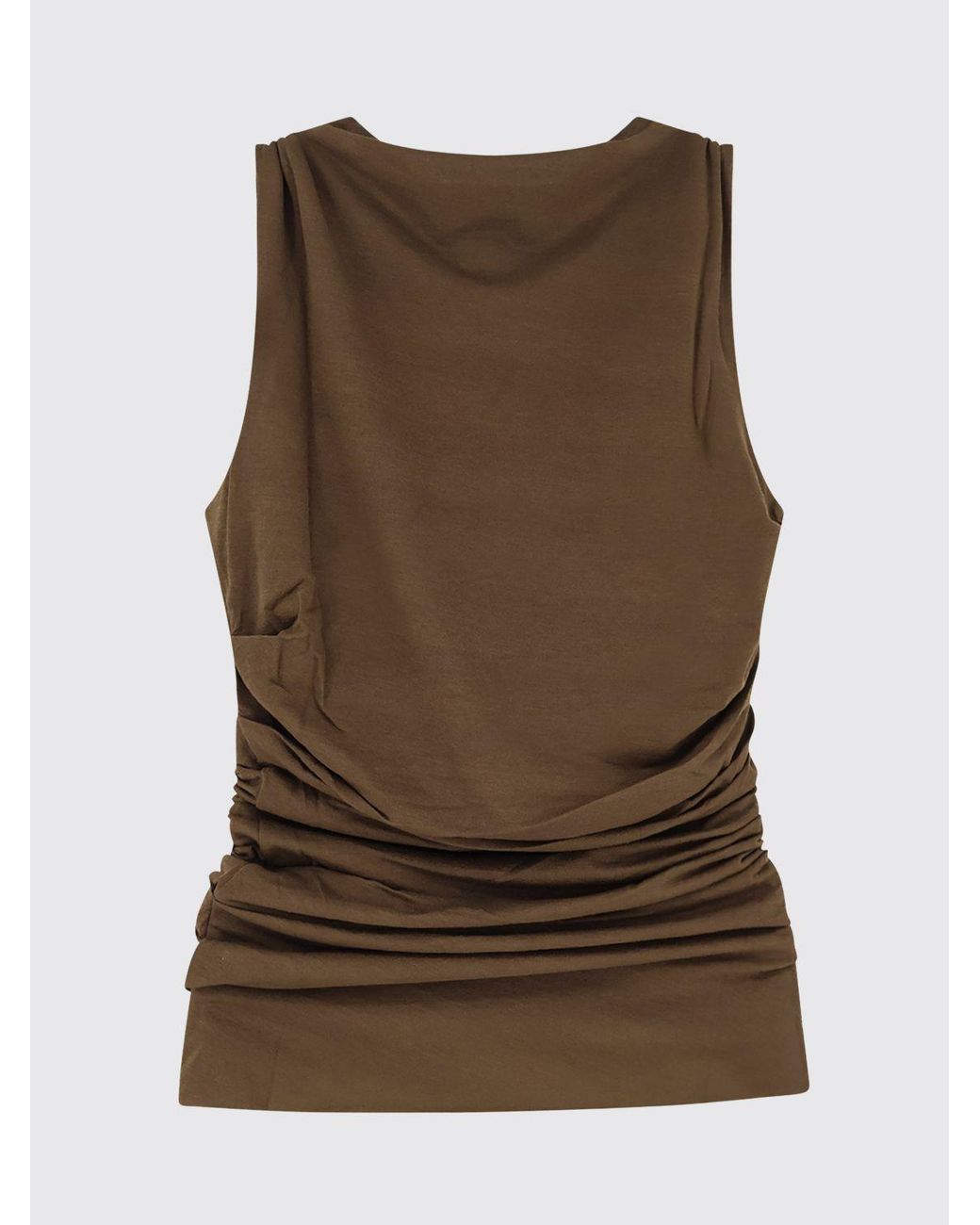 Soeur Brown Draped Cotton Blend Top