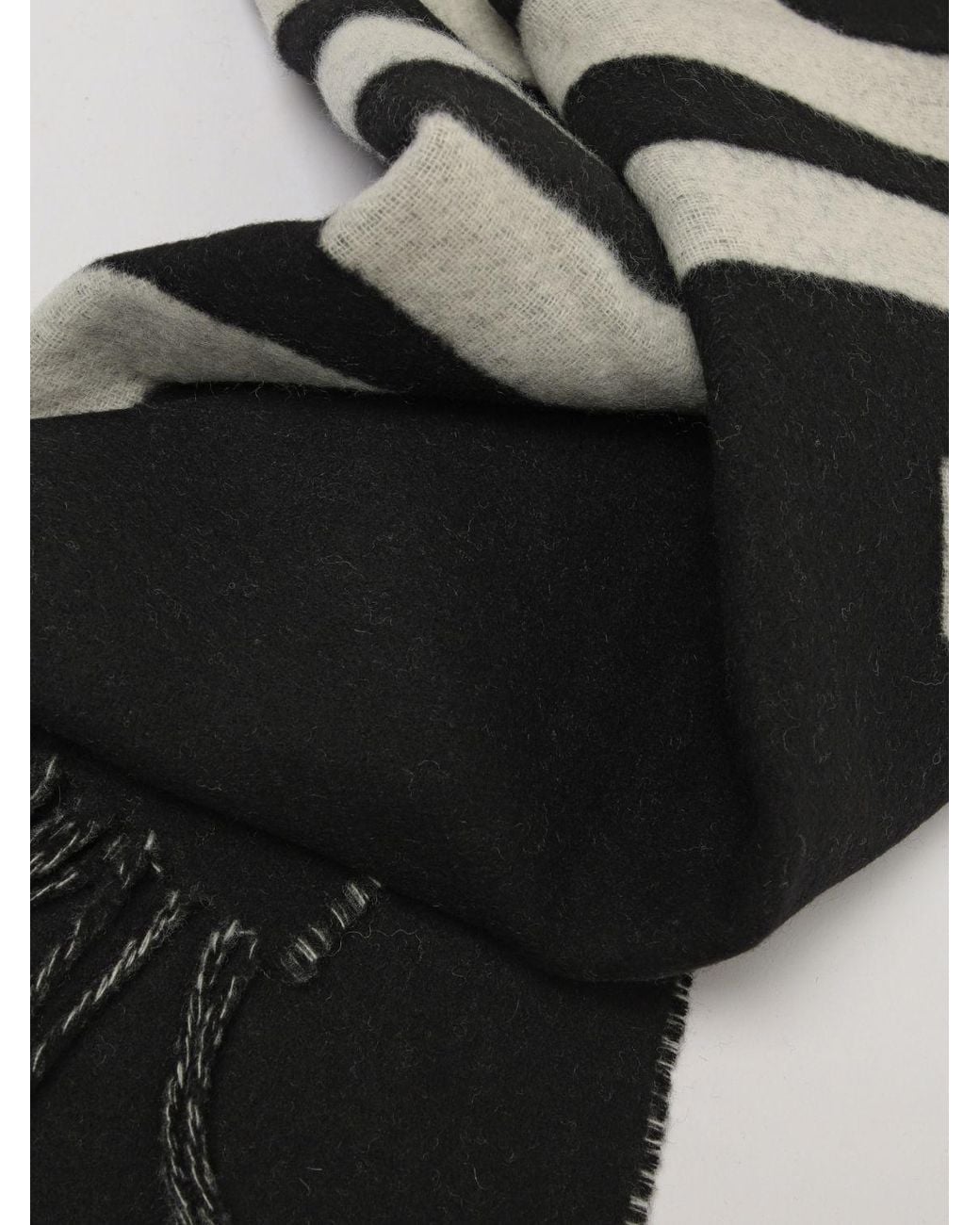 Jacquemus Black Virgin Wool Scarf With Lettering Logo And Fringed Edges for men