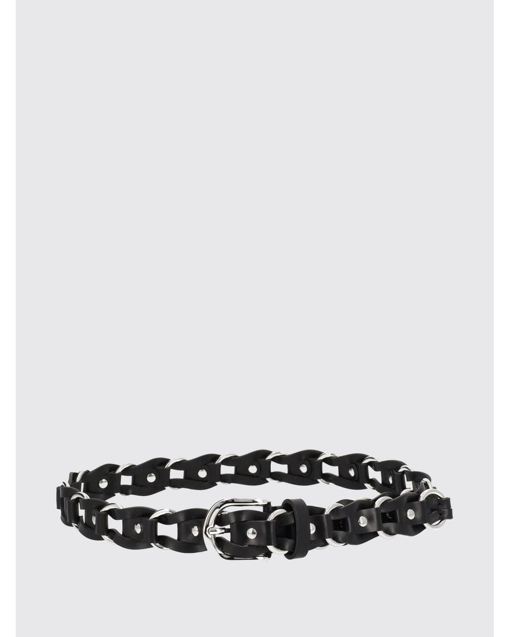 Isabel Marant White Bali Braided Leather Belt With Studs
