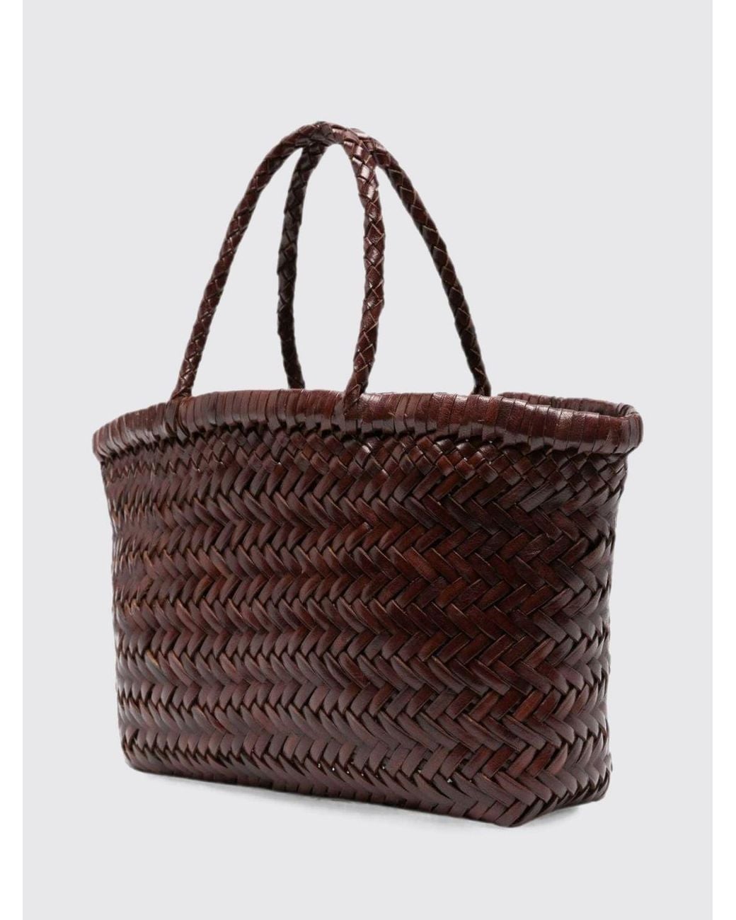 Dragon Diffusion Purple Gora Woven Leather Handbag With Double Handle
