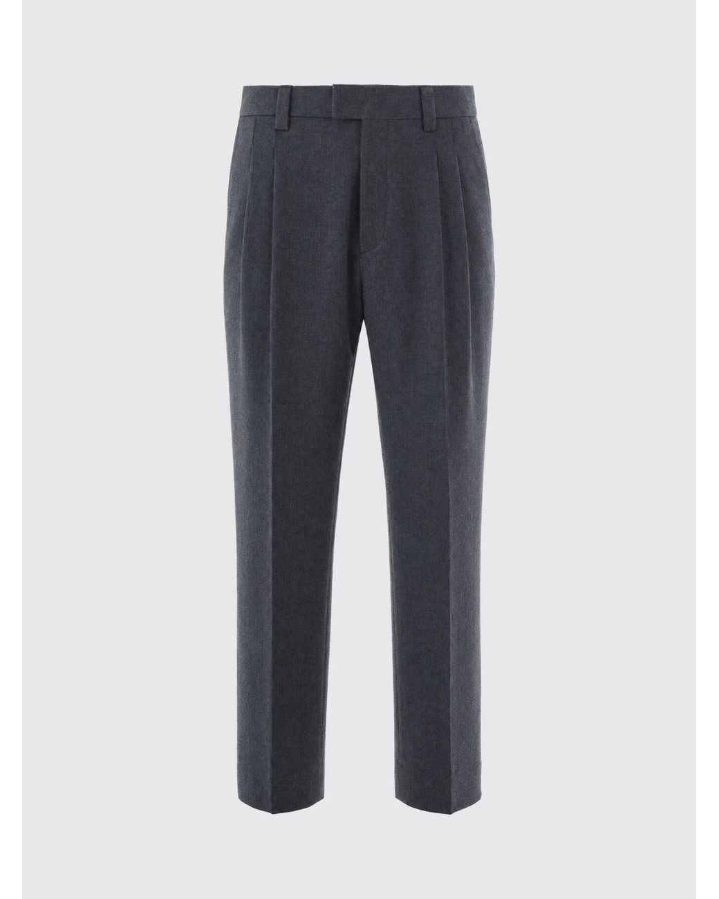 Paolo Pecora Blue Slim Fit Mid-Rise Cotton Tailored Trousers for men
