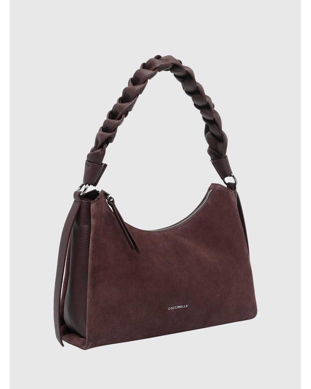Coccinelle Purple Boheme Suede Shoulder Bag With Braided Handle