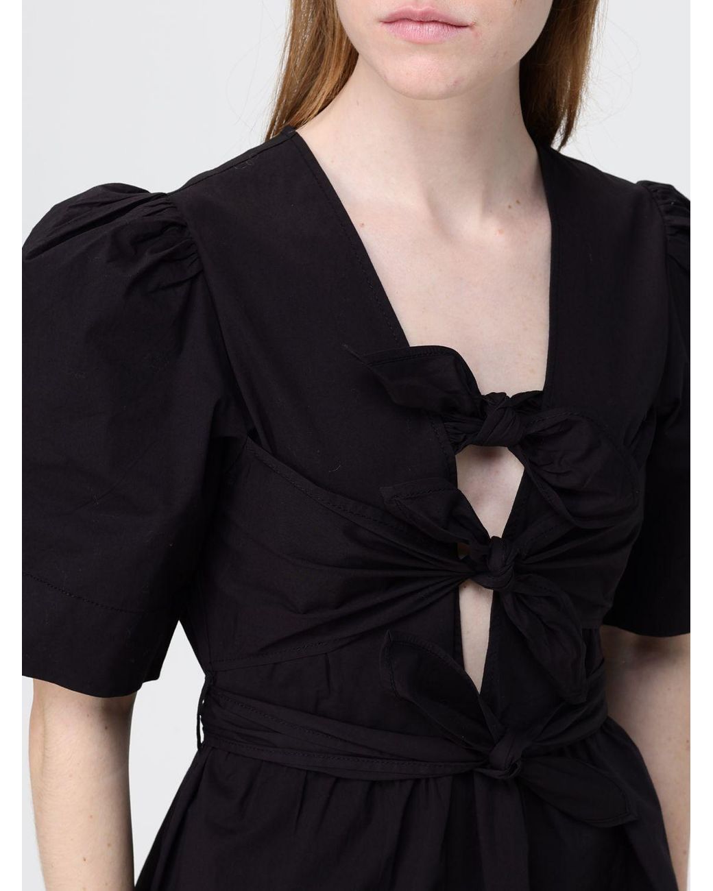 Ganni Black Stretch Cotton Mini Dress