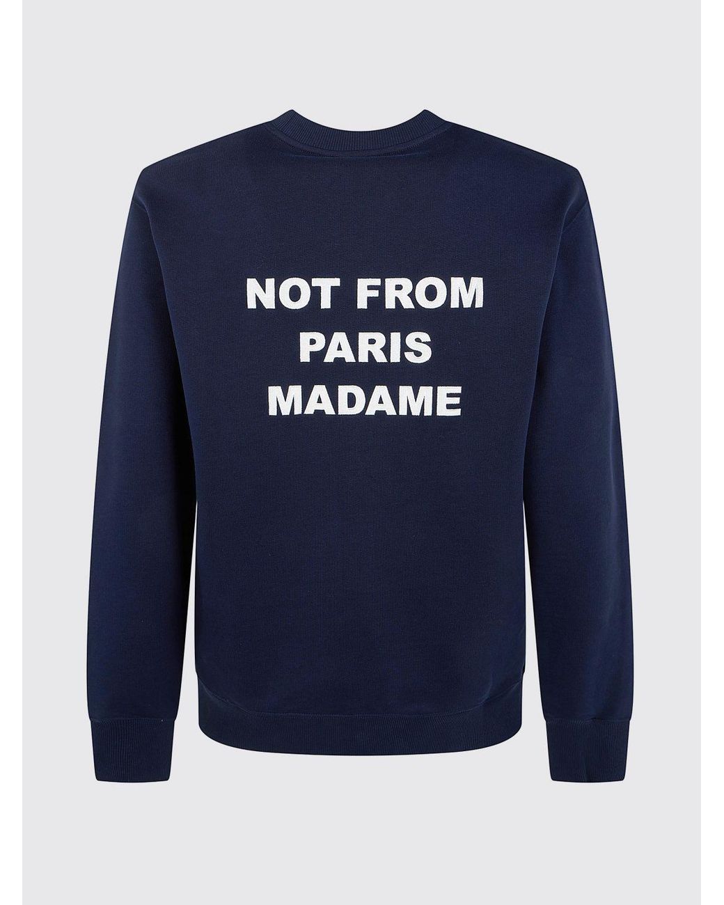Drole de Monsieur Blue Crewneck Cotton Sweatshirt With Slogan Print for men